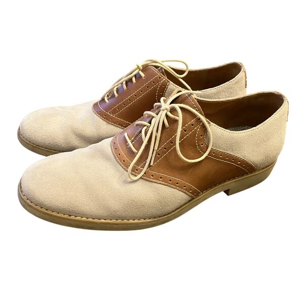 Johnston & Murphy Men’s 10M Saddle Shoes Tan Brown Suede Leather Oxford - Picture 2 of 9
